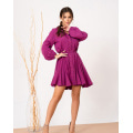 Фиолетовое платье-рубашка с клиньями