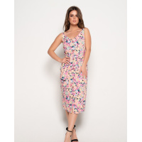 Розовый сарафан облегающего кроя с принтом