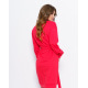 Красное трикотажное прямое платье с поясом