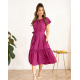 Свободное фиолетовое платье с воланом