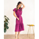 Свободное фиолетовое платье с воланом