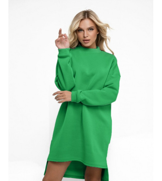 Зелене утеплене флісом асиметричне плаття