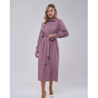 Коричневое платье-рубашка с боковым разрезом