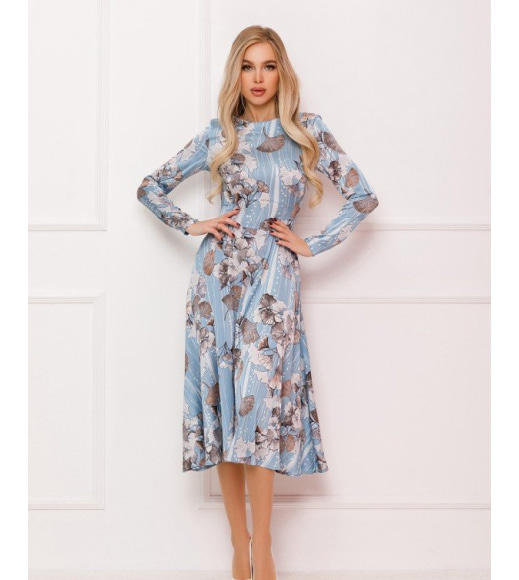 Блакитне шовкове плаття класичного крою