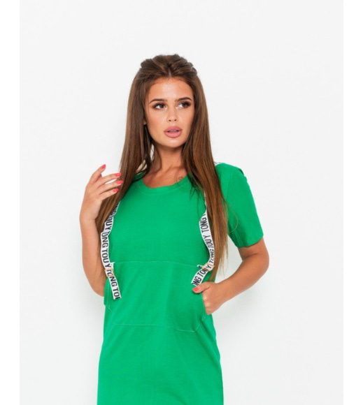 Зелена сукня з декоративними тасьмами
