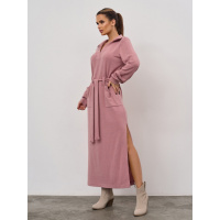 Ангоровое розовое платье с накладными карманами