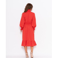 Красное в горошек ретро-платье с жаткой