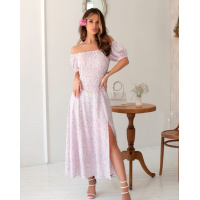 Розовое цветочное платье в ретро стиле