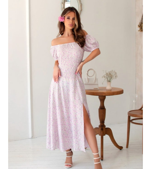 Розовое цветочное платье в ретро стиле