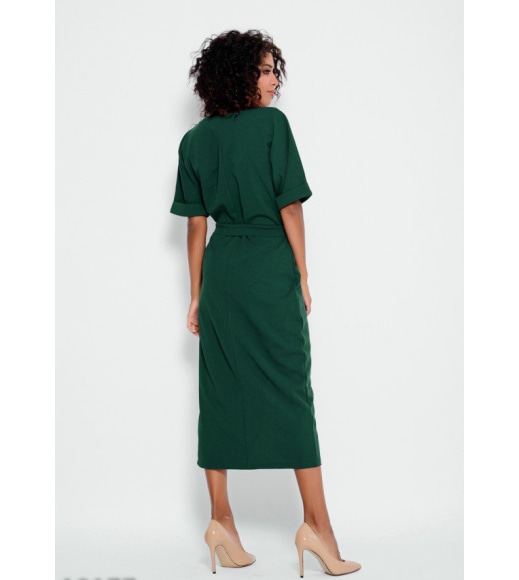 Зелена приталена сукня з короткими рукавами