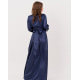 Темно-синее длинное платье с кроем на запах
