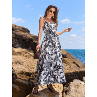 Черно-белый хлопковый сарафан макси длины