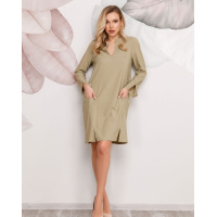 Платье цвета хаки с разрезами