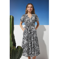 Черное принтованное хлопковое миди платье Seventeen 2281.6344