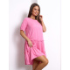 Розовое хлопковое платье с рюшами и воланами