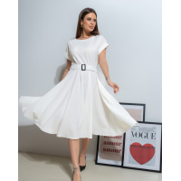 Белое однотонное платье миди длины