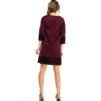 Фіолетова замшева сукня-трапеція з чорним мереживом