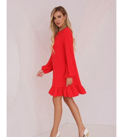Красное текстурное платье-трапеция