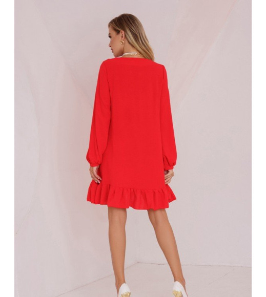 Червона текстурна сукня-трапеція
