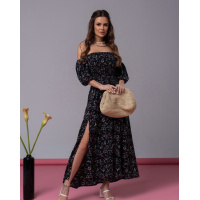 Черное длинное платье с двумя разрезами