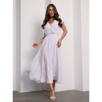 Белое цветочное платье с декольте на запах