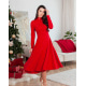 Красное ангоровое платье с воротником-стойкой