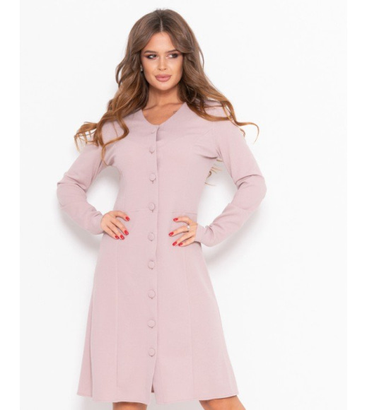 Розовое платье с планкой на пуговицах