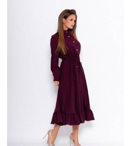 Фиолетовое платье на пуговицах с кулиской