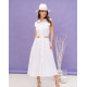 Біла лляна сукня-сорочка з вирізами