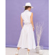 Біла лляна сукня-сорочка з вирізами