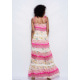 Воздушное платье-сарафан с жаткой в малиново-розовых цветах в пол с винтажным кружевом