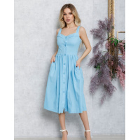 Голубой коттоновый сарафан на пуговицах