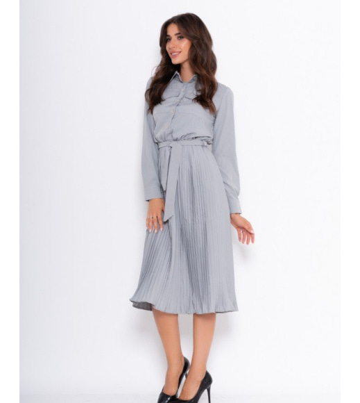 Сіра сукня-сорочка з плісировані низом