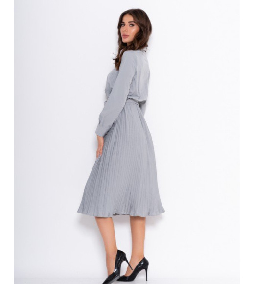 Сіра сукня-сорочка з плісировані низом