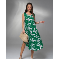 Зеленый цветочный сарафан расклешенного кроя
