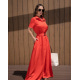 Червона довга сукня-сорочка на ґудзиках