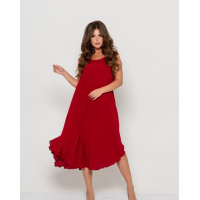 Бордовый свободный асимметричный сарафан с карманами