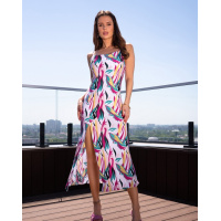 Хлопковое платье на бретельках с разрезом