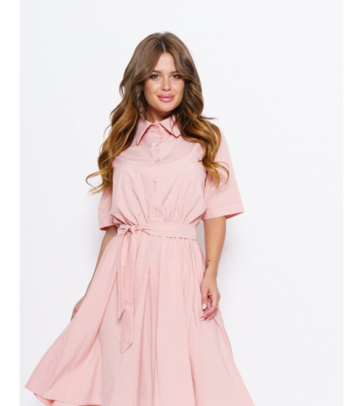 Рожева приталена сукня з короткими рукавами