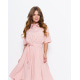 Рожева приталена сукня з короткими рукавами