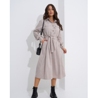 Серое платье-рубашка из вельвета