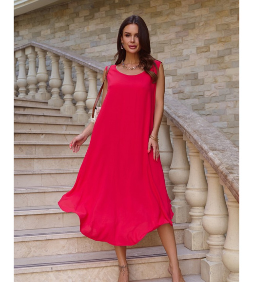 Красный хлопковый сарафан кроя трапеции