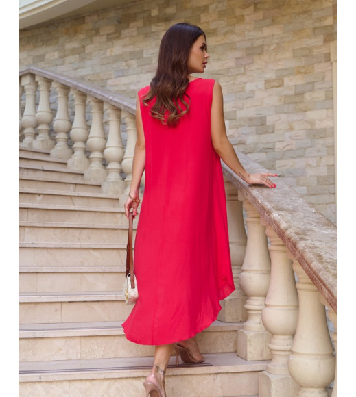 Красный хлопковый сарафан кроя трапеции