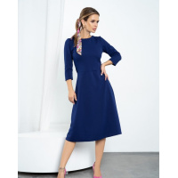 Синее классическое платье с рукавами 3/4