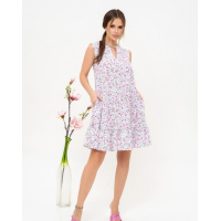 Белое цветочное платье-трапеция без рукавов