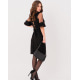 Черное замшевое платье-футляр с воланами