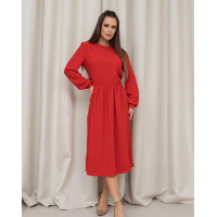 Красное классическое платье с длинными рукавами