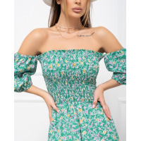 Зелена квіткова сукня з ліфом-жаткою