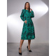 Зелено-черное платье с длинными рукавами