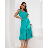 Бирюзовое хлопковое платье с открытой спинкой